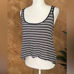 Guess Black/ White striped tank top with cute back drape Size Medium